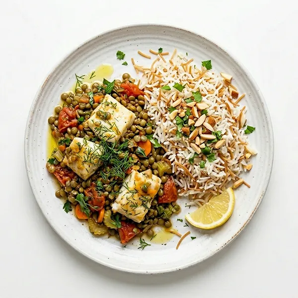 Herbed Fish And Lentil Stew With Vermicilli Rice Mix